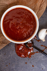 South African favorite, monkey gland sauce. A flavorful mixture of onions and pantry ingredients for any meat or barbeque.