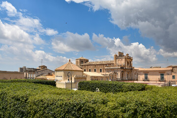 Fototapeta na wymiar A church in the historic center of Noto in Sicily, a UNESCO World Heritage Site.