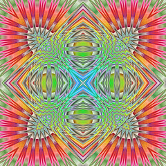 3d effect - abstract kaleidoscopic geometric fractal  pattern