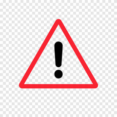 Warning road sign icon on transparent background