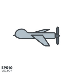 Military drone vector filled line icon