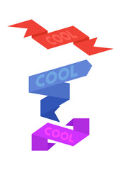 Set of ribbon with Cool text. Banner template. Label sticker. Sign.