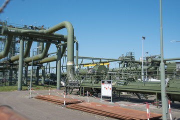 Naklejka premium Den Helder, Netherlands, May 2022. Gas installations in industrial area near Den helder.