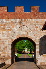 'Porta a Mare' (Sea Gate), a 14th century medieval door in Pisa ancient walls