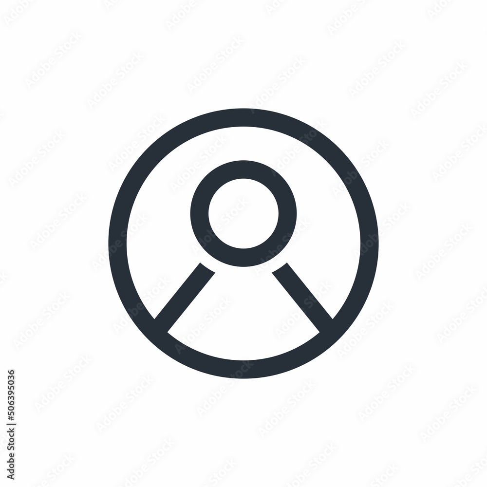 Poster round button with a schematic representation of a person. customer, user. vector linear icon isolate