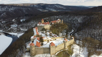 old historical building of Veveri castle aerial view close by Brno city,Czech republic,Europe,...