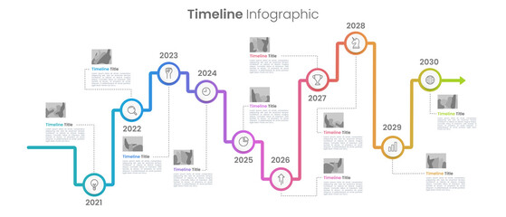 Fototapeta na wymiar Company milestone 10 years timeline infographic vector