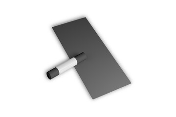 Empty blank black yoga mat mockup isolated on white background. 3d rendering.
