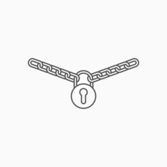 chain with lock icon, lock vector, chain illustration