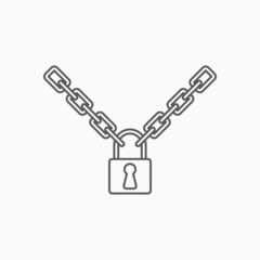 chain with lock icon, lock vector, chain illustration