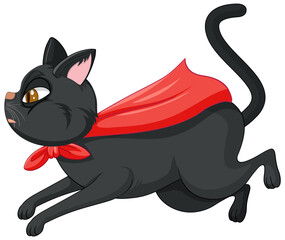 A hero cat on white background