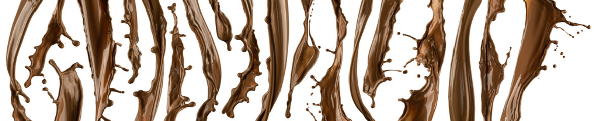 Chocolate splashes and waves isolated on white background