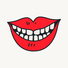 Cartoon vector funny cute Comic characters, smiling mouth.