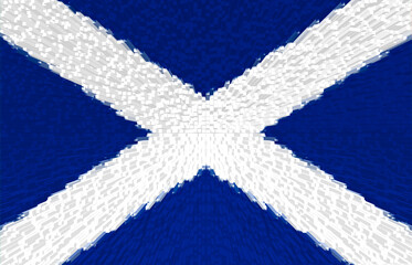 Fototapeta na wymiar 3d illustration of Scottish flag. The flag of Scotland is white and blue.