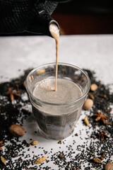 black sesame cha&iuml; latte