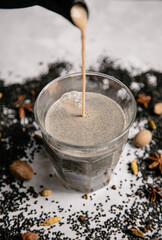 black sesame chaï latte