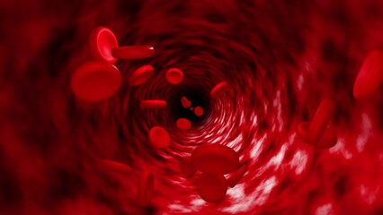 Red blood cells flowing inside vein animatin. Science and health care concepts. Seamless loopable animation. - Powered by Adobe