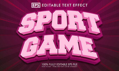 Fototapeta 3d Sport game editable text effect obraz