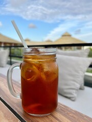 glass of tea with ice