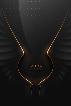 Abstract black wings with golden lines