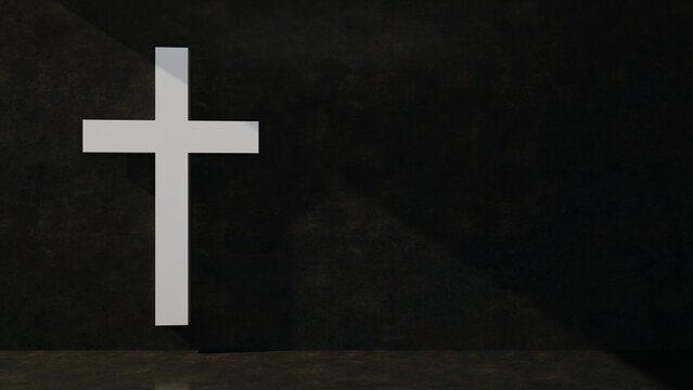 white orthodox cross on black copy space