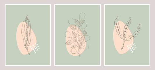 Boho style abstract set background minimalism, doodle, decor.