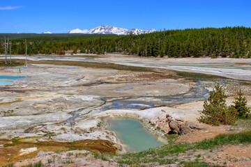 Valley of Geysers - The Geyser pierced landscape around the Norris Geyser Basin in the Yellowstone National Park