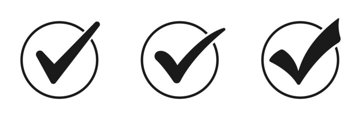 Check mark icon set. Vector illustration isolated on white background.