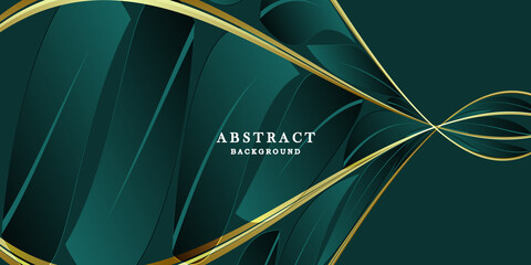 Luxury dark green Tosca gold background with leaves