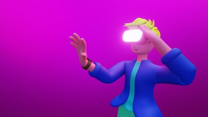 Metaverse technology future concept, cyber virtual reality simulation, VR AI, artificial intelligence, global blockchain innovation connection, futuristic networking experience, 3D rendering.