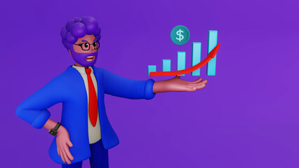 investment profit growth Financial advisor or wealth management earn money to get rich or increase your income or income ideas Investors Confident Investors Hold Huge Profit Growth Chart 3D rendering