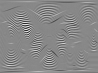 Warped black and white stripes.Wavy black and white lines.