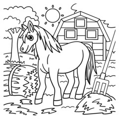 Fototapeta na wymiar Horse Coloring Page for Kids