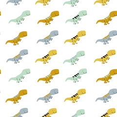 Childish seamless pattern with hand drawn dinosaur in Scandinavian style. Creative vector childish background for fabric, textile
