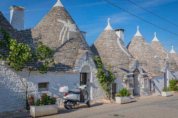 Alberobello is a small town in Apulia, southern Italy. It is famous for its unique trullo buildings.