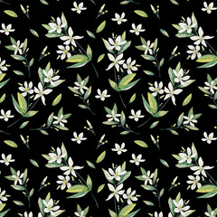 Seamless pattern. Nature flowers and leaves seamless pattern background. Design for fabric, paper.