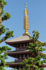東京、浅草寺の五重塔