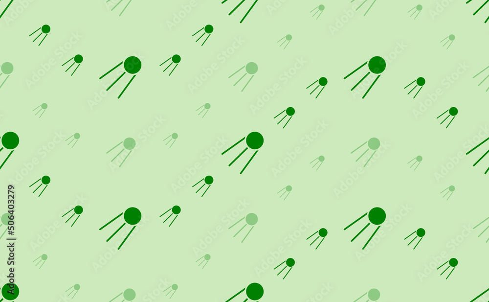 Poster seamless pattern of large and small green satellite symbols. the elements are arranged in a wavy. ve