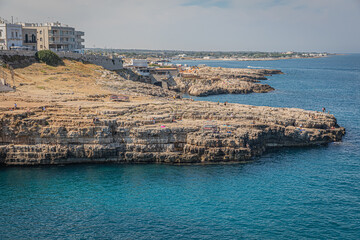 Polignano a mare is a town and comune in the Apulia, southern Italy, located on the Adriatic Sea.