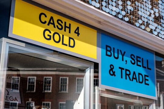 Traditional High Street Pawn Broker Shop Buying And Selling Precious Metals