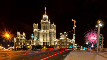 Obraz premium Moscow skyscraper on Kotelnicheskaya embankment one of 7 sisters