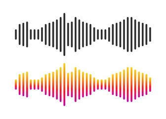 Sound waves set, audio digital equalizer technology, musical pulse vector Illustrations on a white background