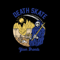 Skate grim reaper illustration.