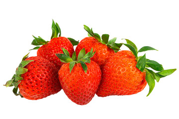 Red fresh ripe delicious strawberry with green leaf
