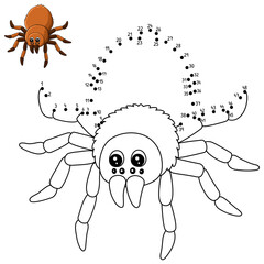 Dot to Dot Tarantula Animal Coloring Page for Kids