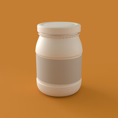 Monochrome Glass Jar on Orange Background, 3d Rendering