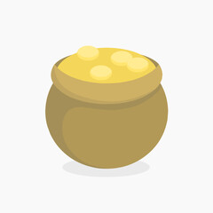 flat icon illustration of a sack of gold coins for finance, banking, treasure and money elements