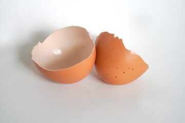 Chicken eggshells on a white background