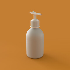 Monochrome Lotion Bottle on Orange Background, 3d Rendering