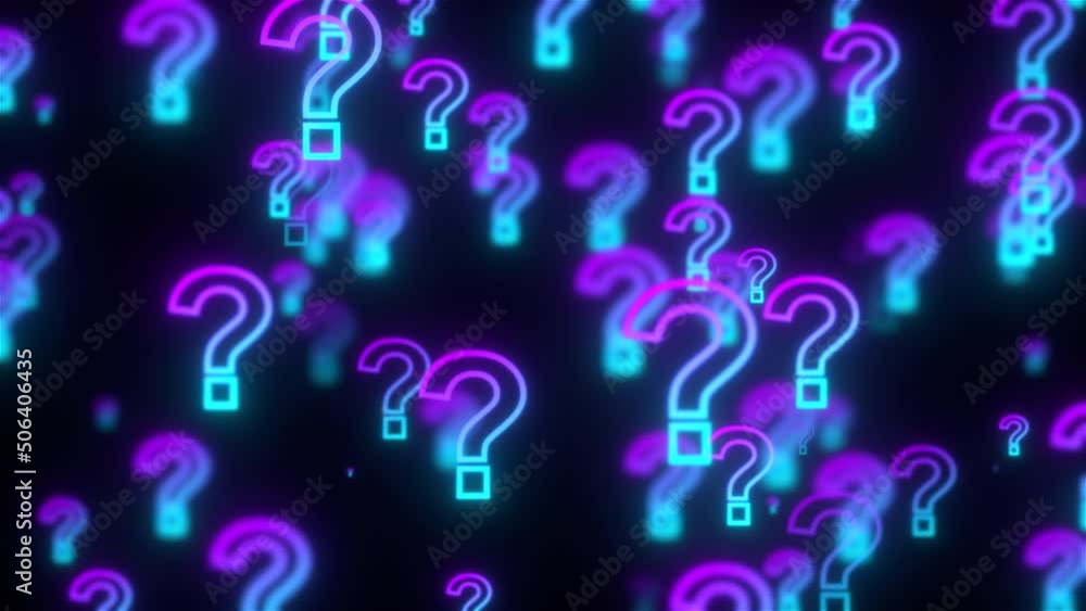 Poster glowing question marks. computer generated 3d render